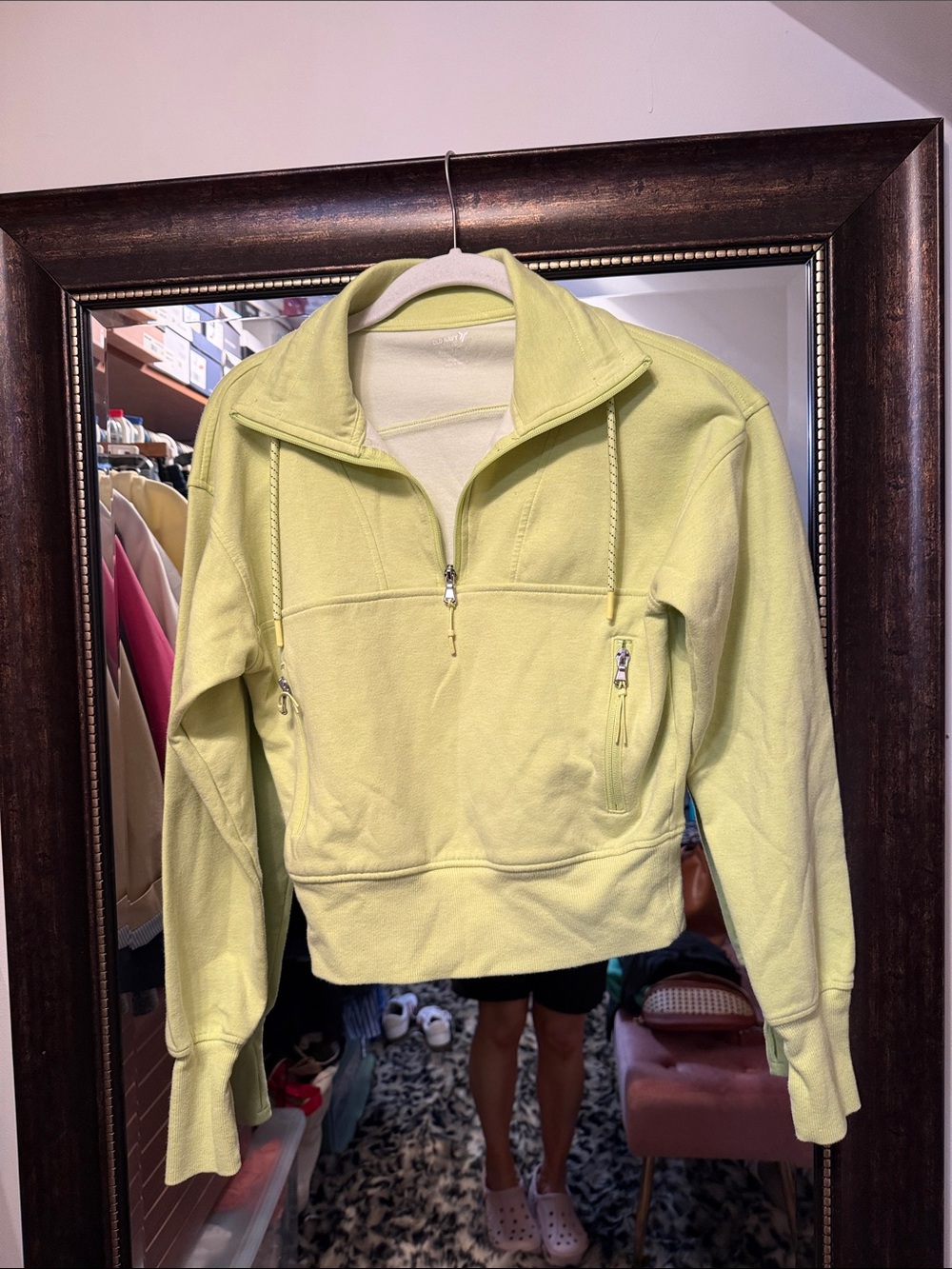 Old Navy Light Yellow Quarter-Zip Pullover Sweatshirt